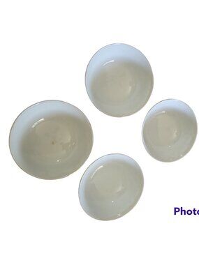 Set Of 4 Rice Soup Bowl Bone China Porcelain Gold Paint Vintage Japan 2.5x4.5in
